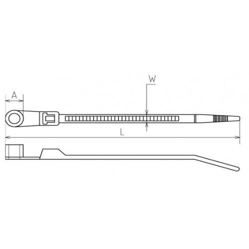 Стяжка 155х3,7мм (белая) (уп 100 шт) с крепёжным отверстием