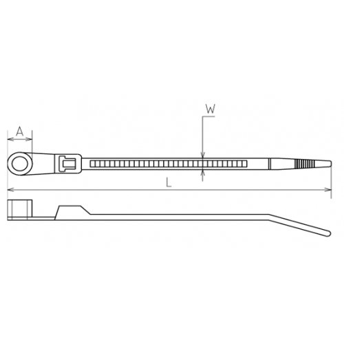 Стяжка 370х4,8 мм (белая) (уп 100 шт) с крепёжным отверстием