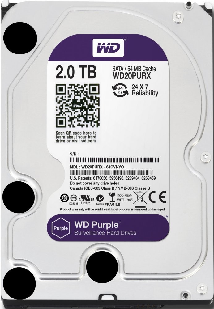 HDD 2000 GB (2 TB) SATA-III Purple (WD20PURX) - купить в интернет магазине с доставкой, цены, описание, характеристики, отзывы