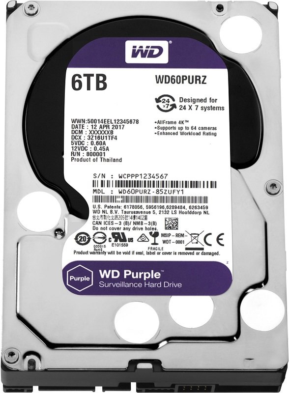 HDD 6000 GB (6 TB) SATA-III Purple (WD60PURZ)